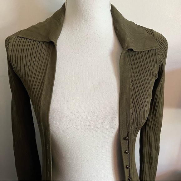 NICHOLAS • Olive Green Button Down Long Cardigan Sweater - Picture 2 of 6